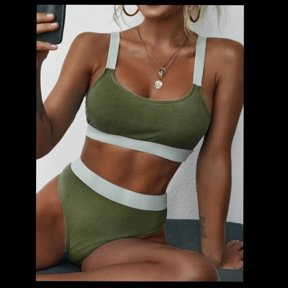 Green Ribbed Bikini